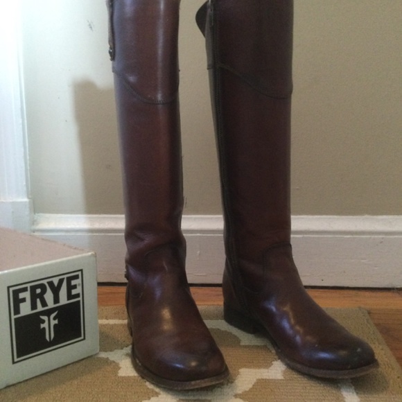 Frye Melissa Tab Tall Flat Boots in Redwood Color 6.5 - Picture 5 of 7